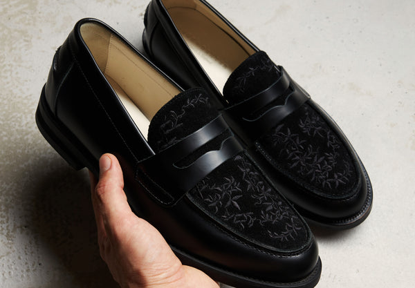 Men's Embroidered Penny Loafers | DUKE + DEXTER