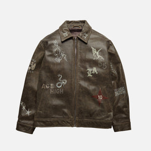 Hand-Painted Dark Brown Leather Jacket