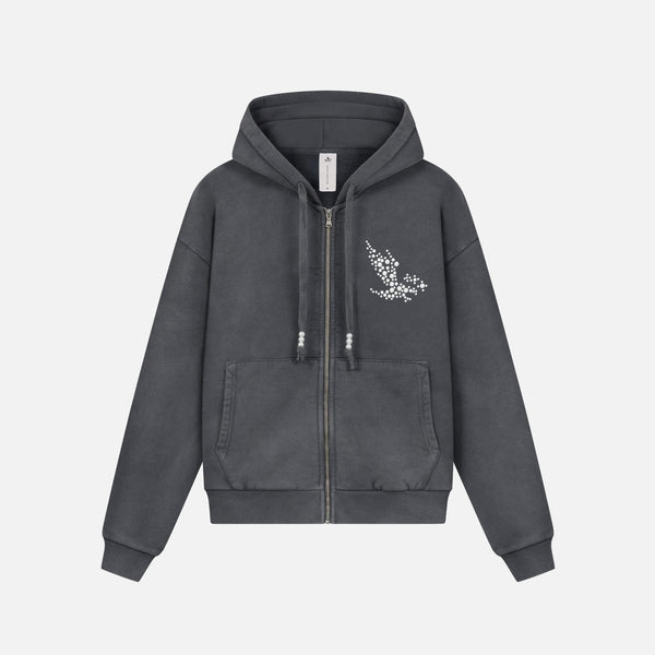 Peso Washed Black Zodiac Zip Hoodie | DUKE + DEXTER