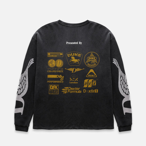 DR3 Sponsors Washed Black Waffle Top