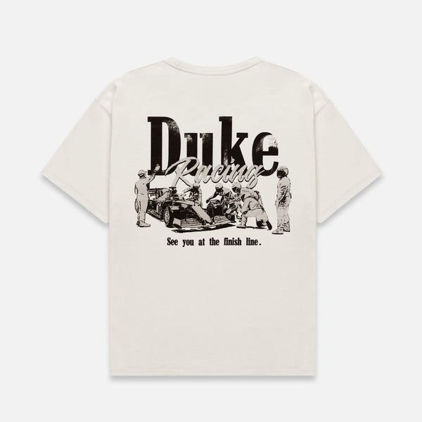 DR Grey Pit Stop Vintage White T-Shirt | DUKE + DEXTER