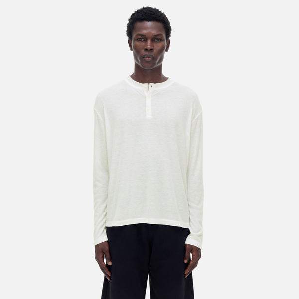 CB Relaxed White Henley, view 4