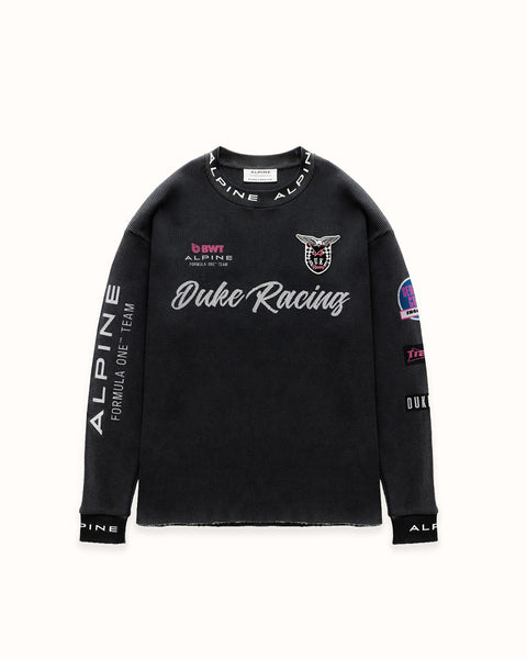 Alpine Formula One Team Washed Black Waffle Top, view 2