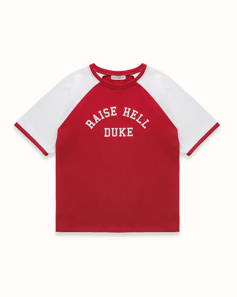 MC Raise Hell Cherry Red + Vintage White College T-Shirt | DUKE +