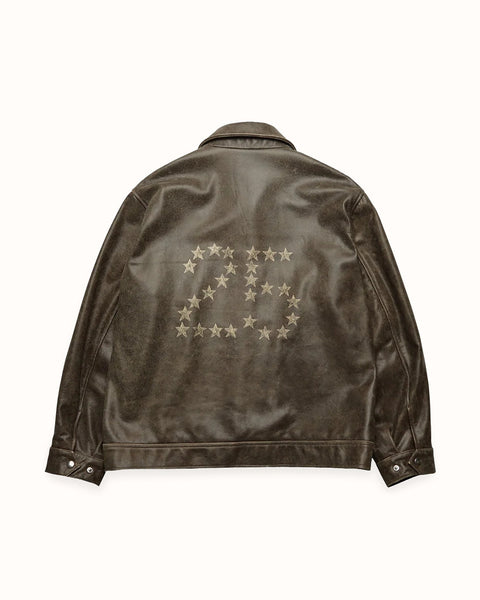 Hand-Painted Dark Brown Leather Jacket, view 4