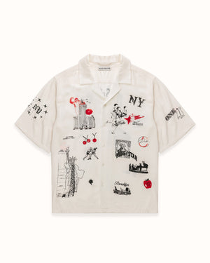 NY Sketch Vintage White + Red + Black Shirt