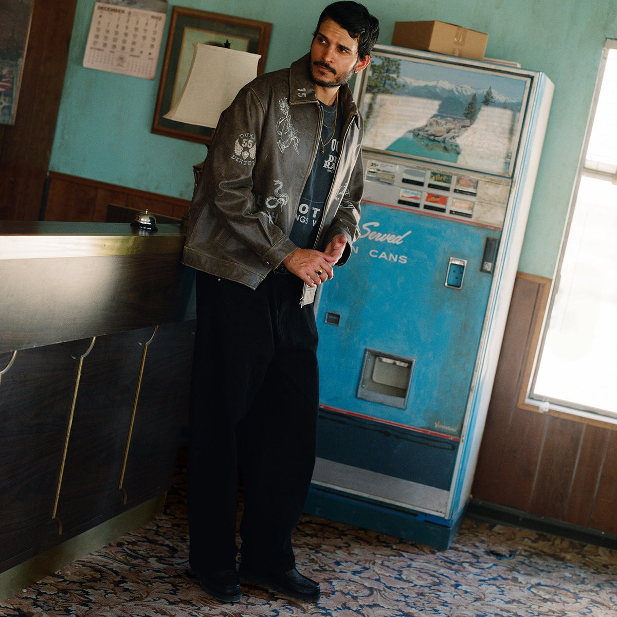 Hand-Painted Dark Brown Leather Jacket