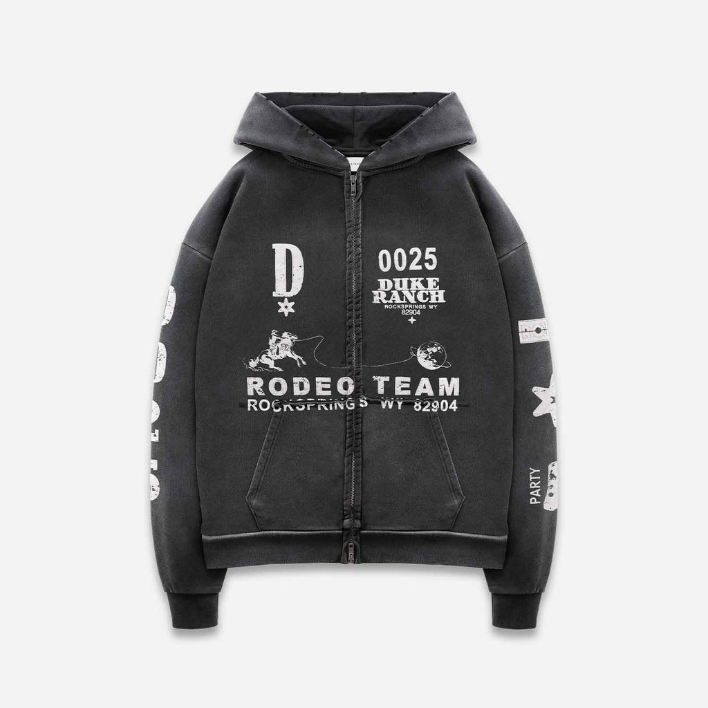 Duke Rodeo Team Vintage Black Zip Hoodie | DUKE + DEXTER