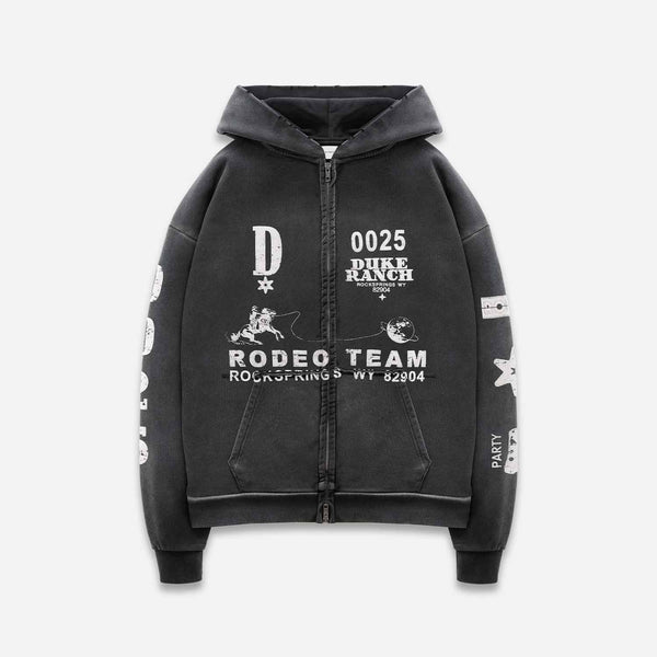 Duke Rodeo Team Vintage Black Zip Hoodie | DUKE + DEXTER