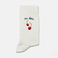 Mia White Cherry Sock - Women's