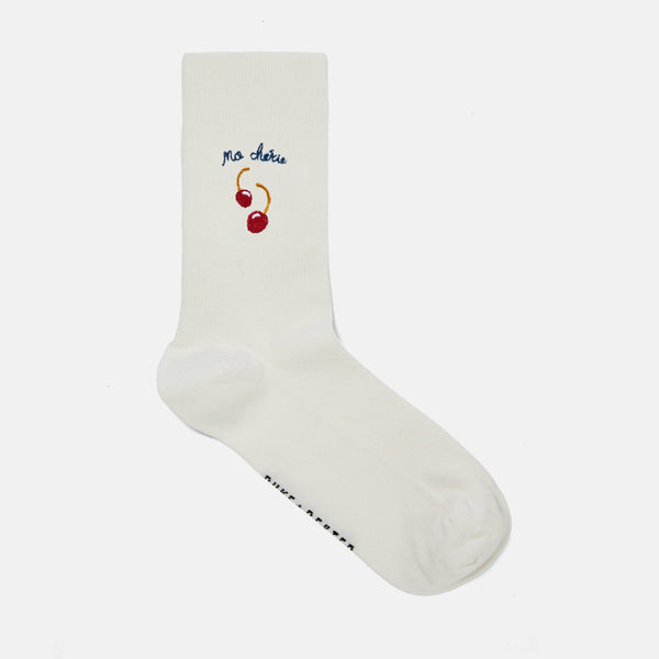 Mia White Cherry Sock - Women's