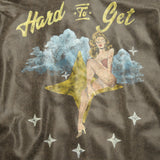 Hand-Painted Pin Up Hard To Get Washed Black Jacket