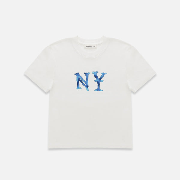 Watercolour NY Vintage White Baby Tee - Women's