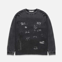 NY Sketch Washed Grey Long Sleeve Top