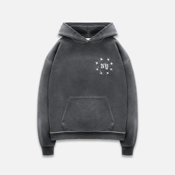 NY Paint Splatter Washed Grey Hoodie