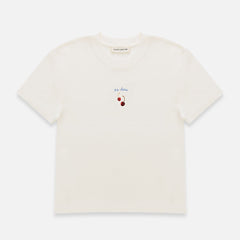 Cherry Vintage White Baby Tee - Women's