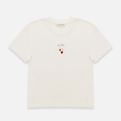 Cherry Vintage White Baby Tee - Women's