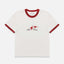 Plus Vintage White + Red Ringer Baby Tee - Women's