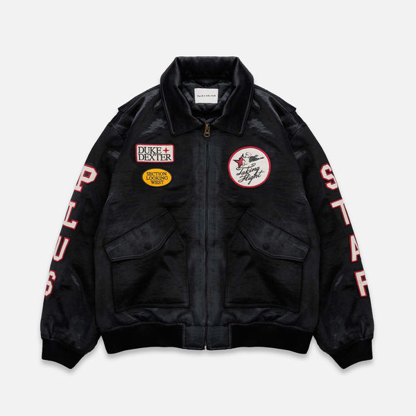 Plus Black Satin Bomber Jacket