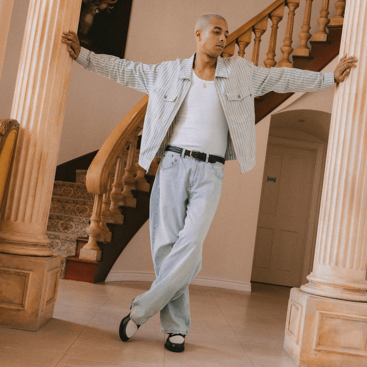 WILDE Black and White Leather Penny Loafer DUKE DEXTER