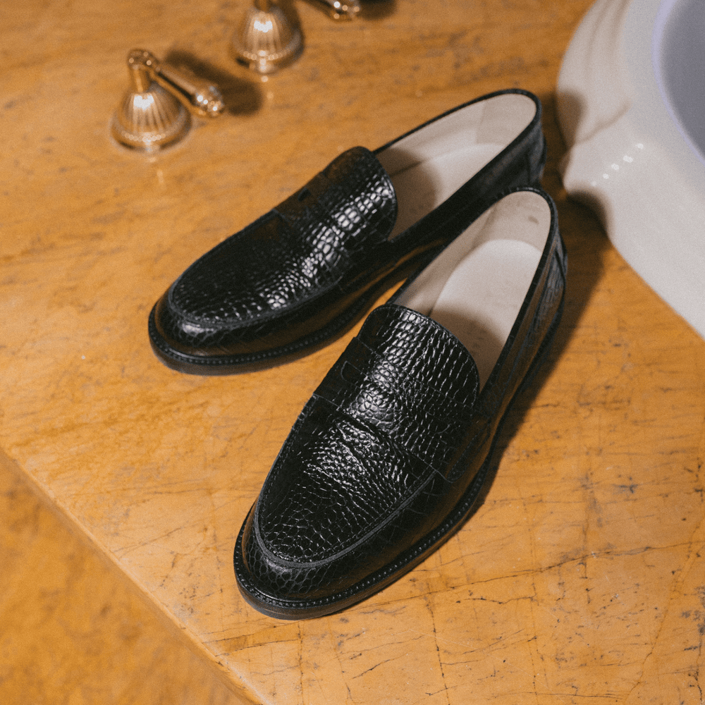 Croc leather loafers hotsell