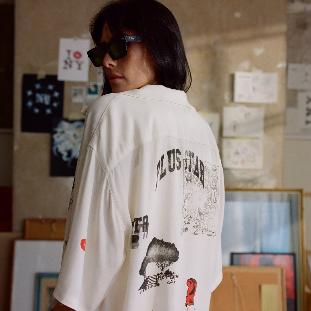 NY Sketch Vintage White + Red + Black Shirt