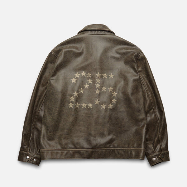 Hand-Painted Dark Brown Leather Jacket