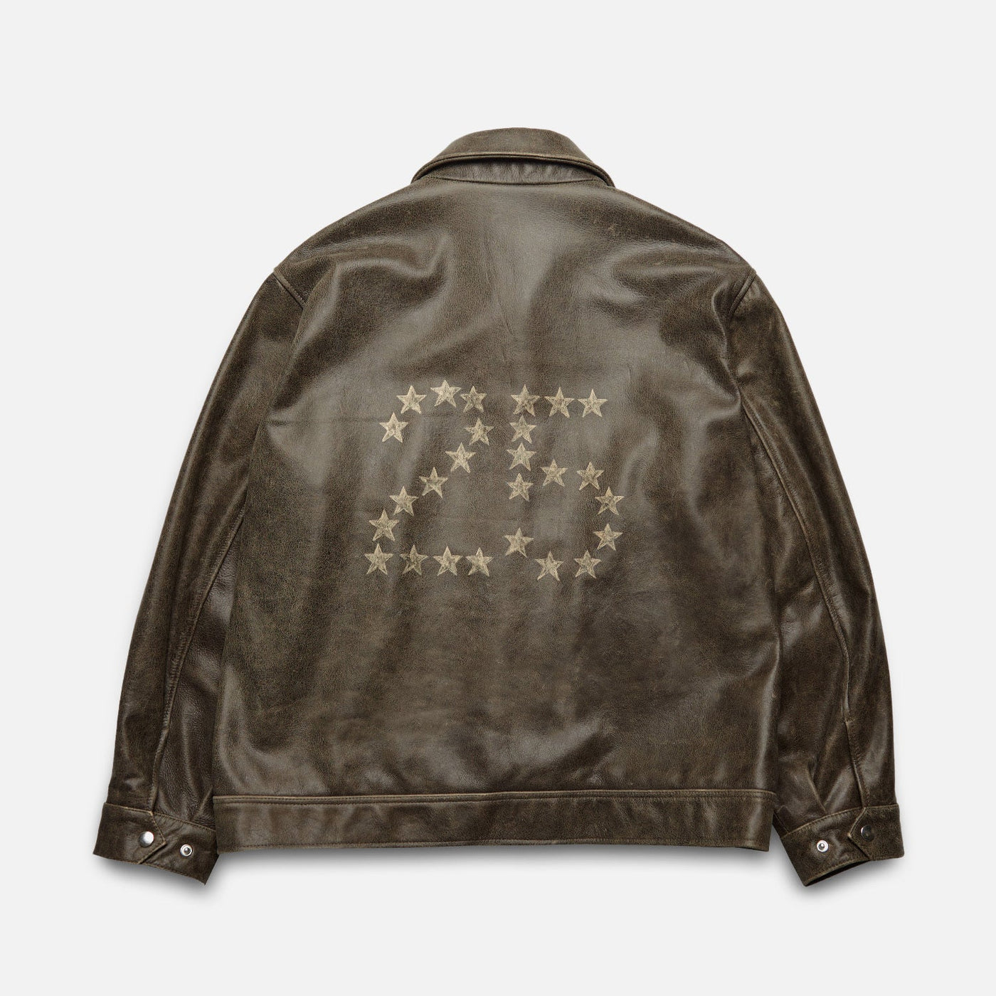 Hand-Painted Dark Brown Leather Jacket | DUKE + DEXTER