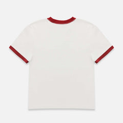 Plus Vintage White + Red Ringer Baby Tee - Women's