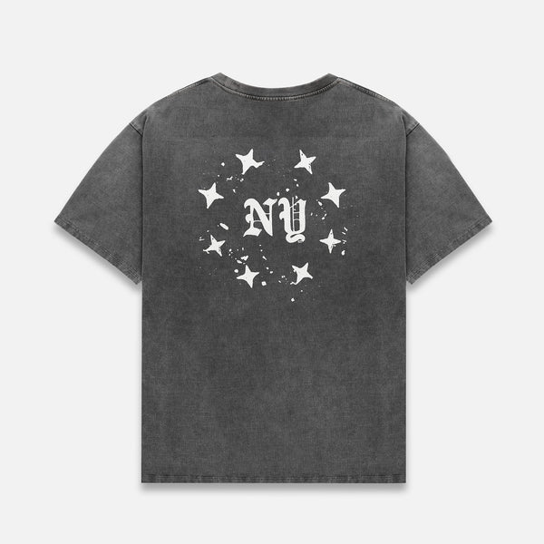 NY Paint Splatter Washed Grey T-Shirt