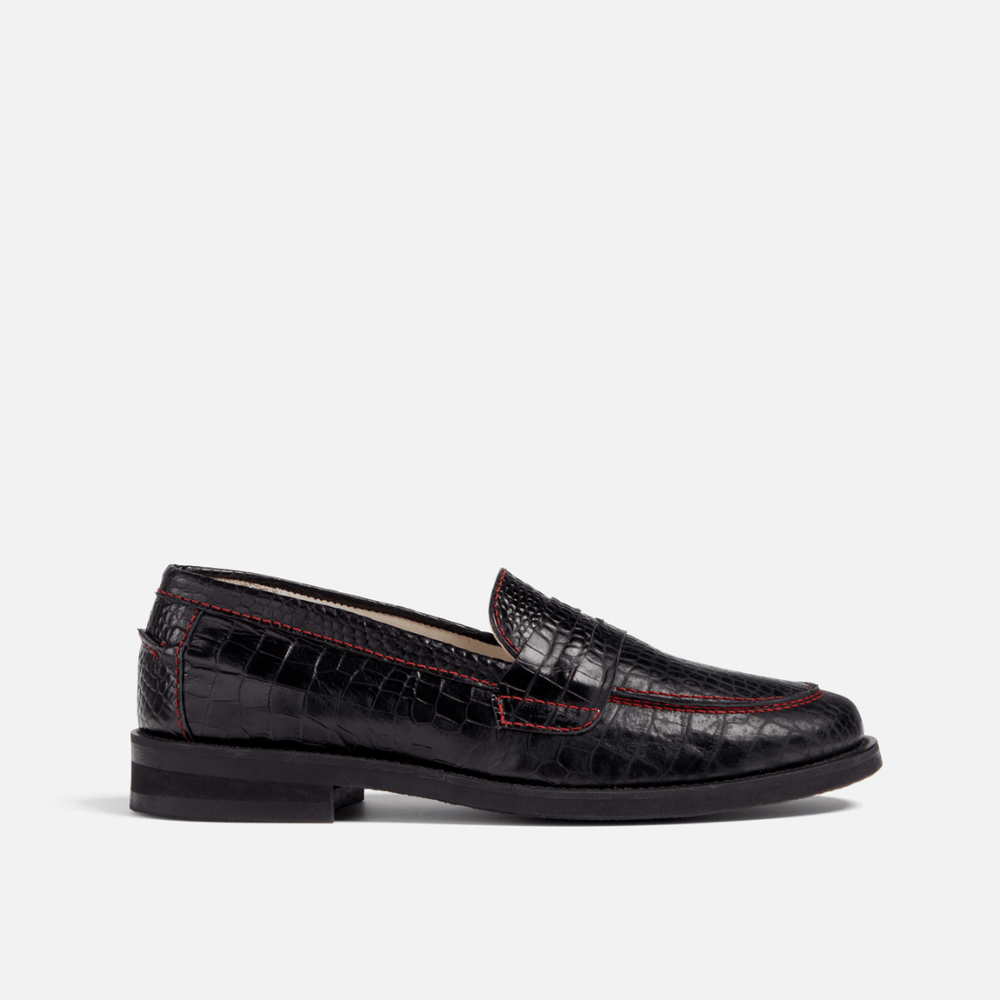 Peachy Den Black Croc Loafer Women s DUKE DEXTER