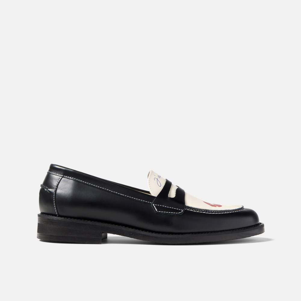 Black and white loafers top womens