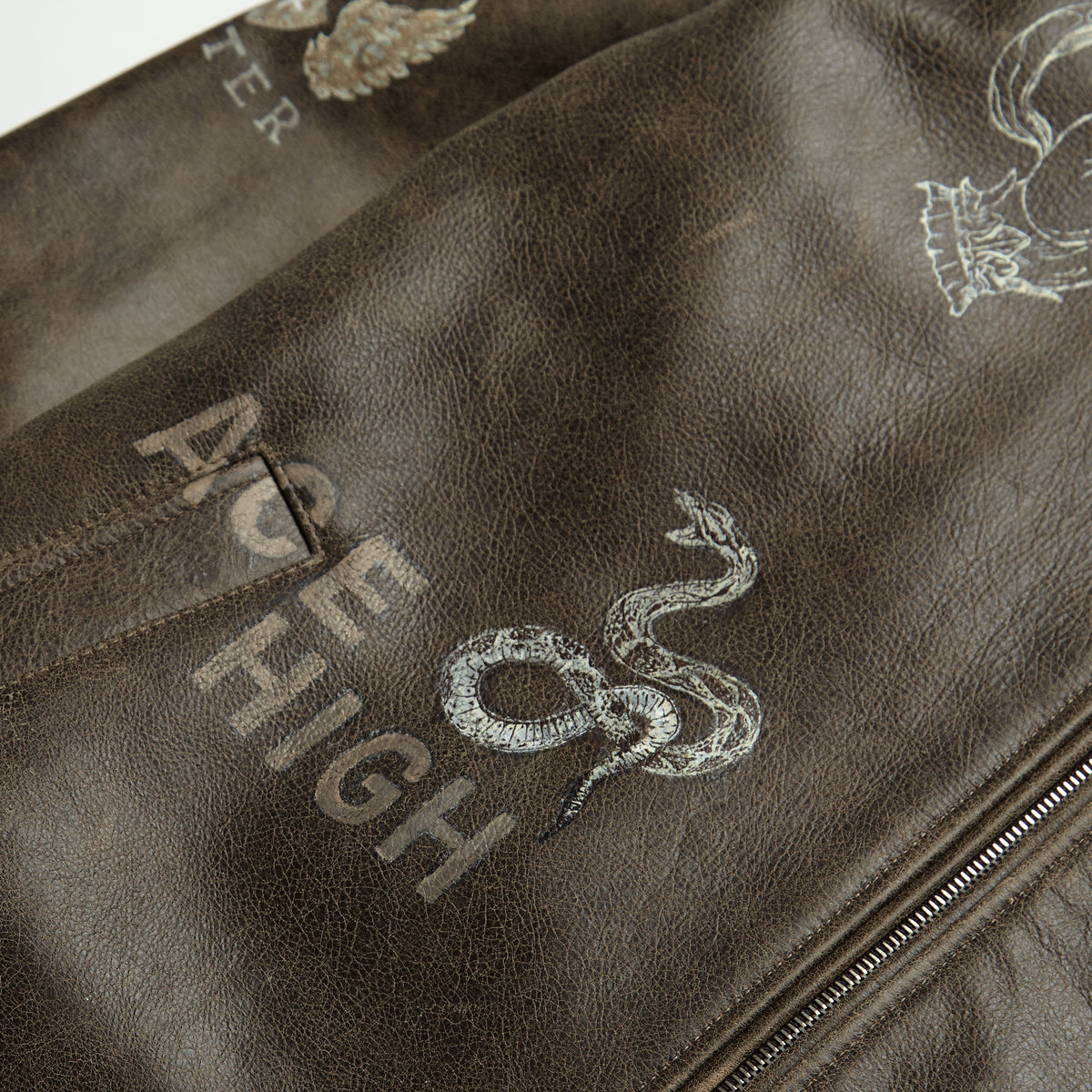 Hand-Painted Dark Brown Leather Jacket