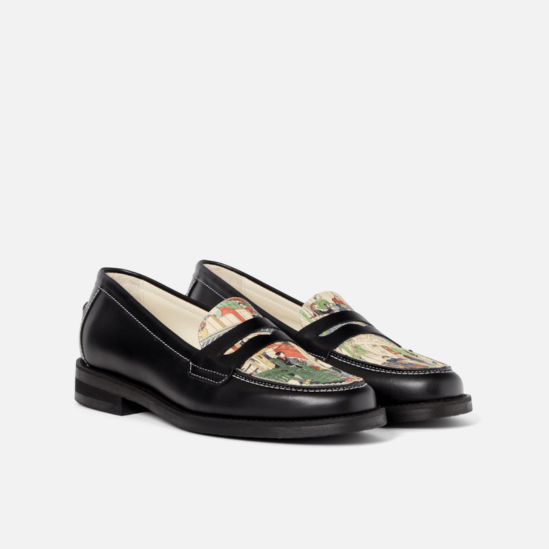 Black and online white loafers