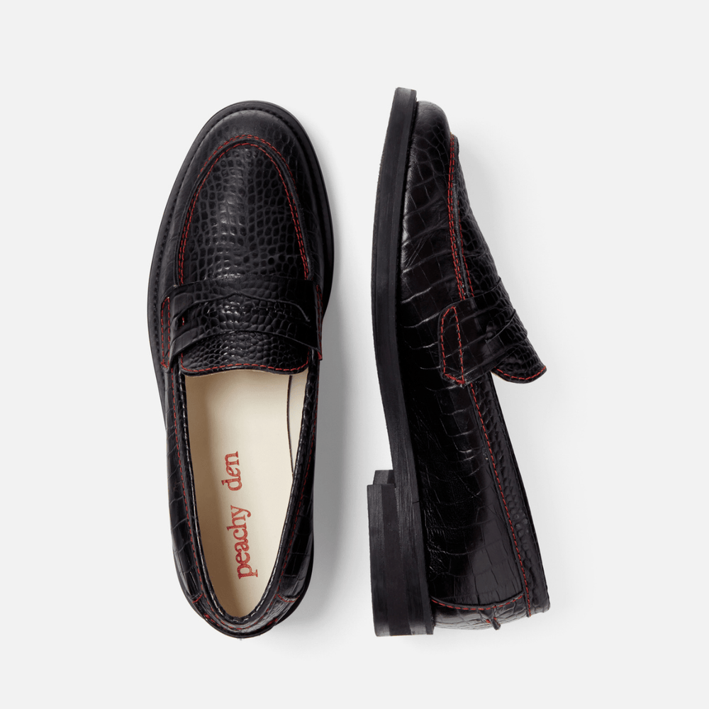 Black top croc loafers
