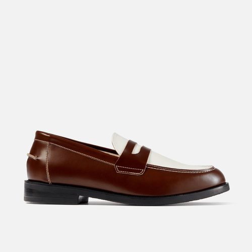 WILDE Chestnut Brown & White Leather Penny Loafer For Men | DUKE + DEXTER WILDE Chestnut Brown & White Leather Penny Loafer For Men | DUKE + DEXTER