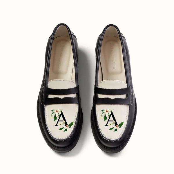 Hand-Painted Initial Penny Loafer - Women's