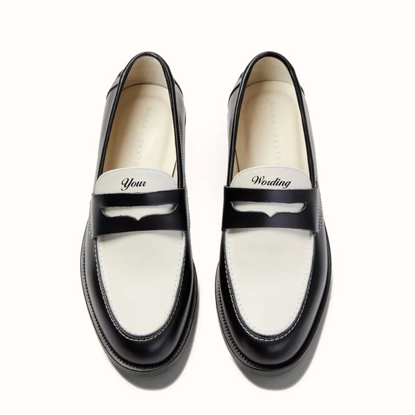 Hand-Painted Lettering Penny Loafer - Men's