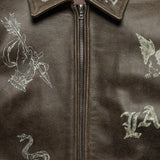 Hand-Painted Dark Brown Leather Jacket