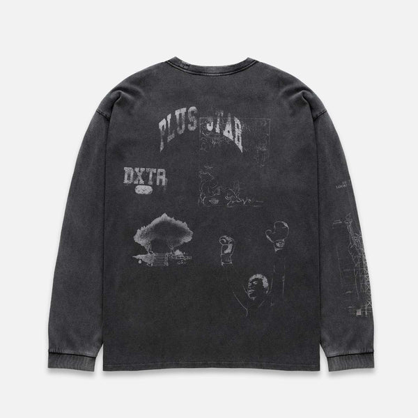 NY Sketch Washed Grey Long Sleeve Top