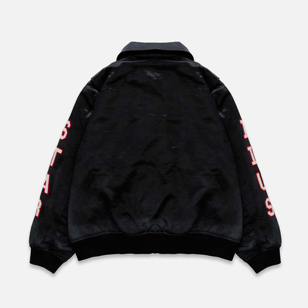 Plus Black Satin Bomber Jacket