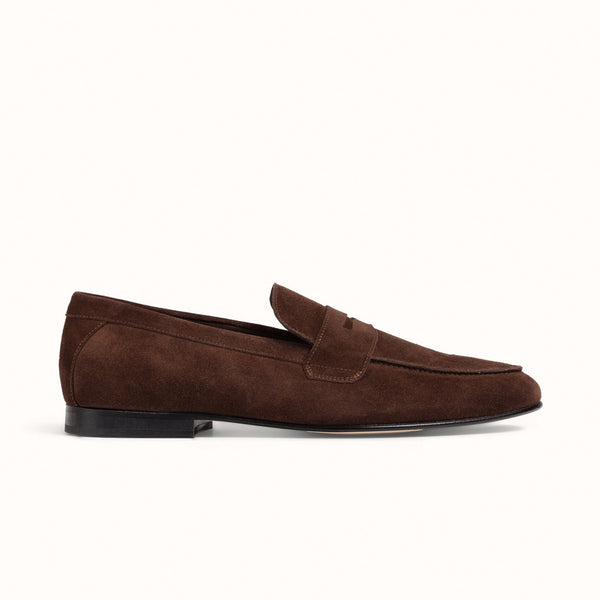 Caine Brown Suede Penny Loafer - Men's