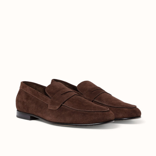 Caine Brown Suede Penny Loafer - Men's