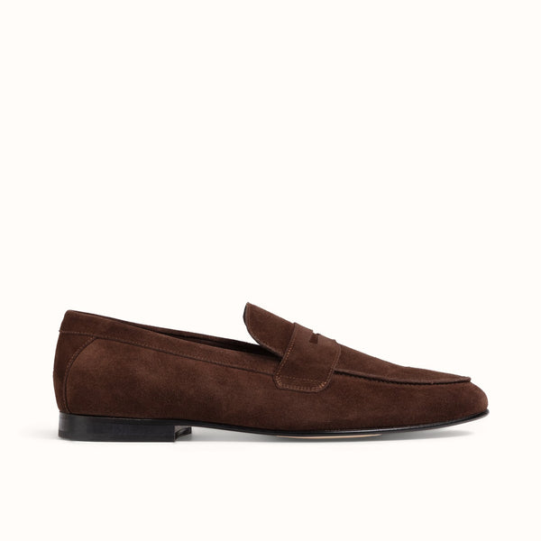 Caine Brown Suede Penny Loafer - Men's