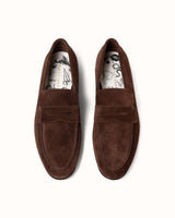Caine Brown Suede Penny Loafer - Men's