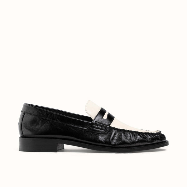 Ezra Black + White Ruched Loafer - Men's