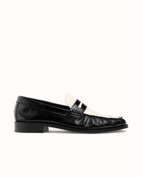 Ezra Black + White Ruched Loafer - Men's
