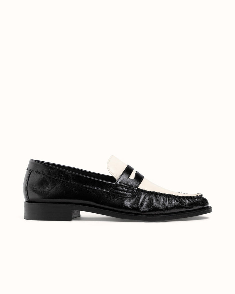 Ezra + White Ruched Loafer
