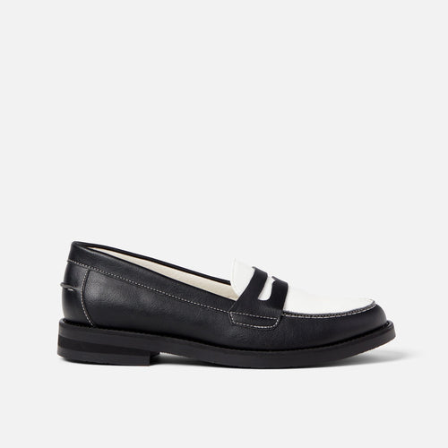 Wilde Black + White Vegan Penny Loafer - Women's | DUKE + DEXTER Wilde Black + White Vegan Penny Loafer - Women's | DUKE + DEXTER