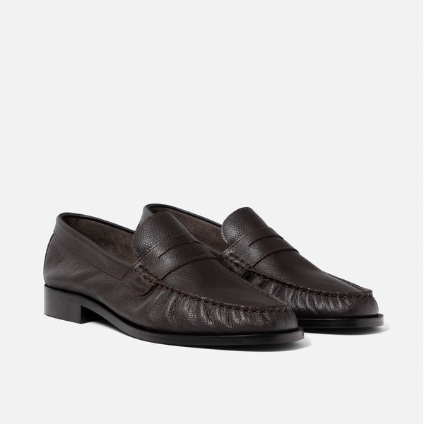 Ezra Chestnut Pebble Pleated Penny Loafer - Men's